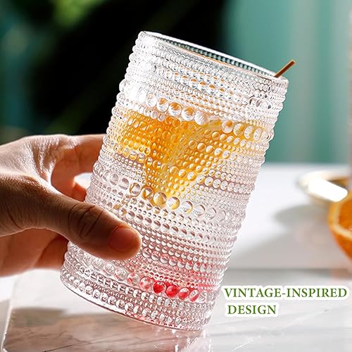 Miniatura 5 de Juego de 8 vasos vintage Hobnail para beber, vasos altos de 12 onzas y vasos de cóctel de 10 onzas, vasos de agua para cocina, bar, cerveza, jugo,