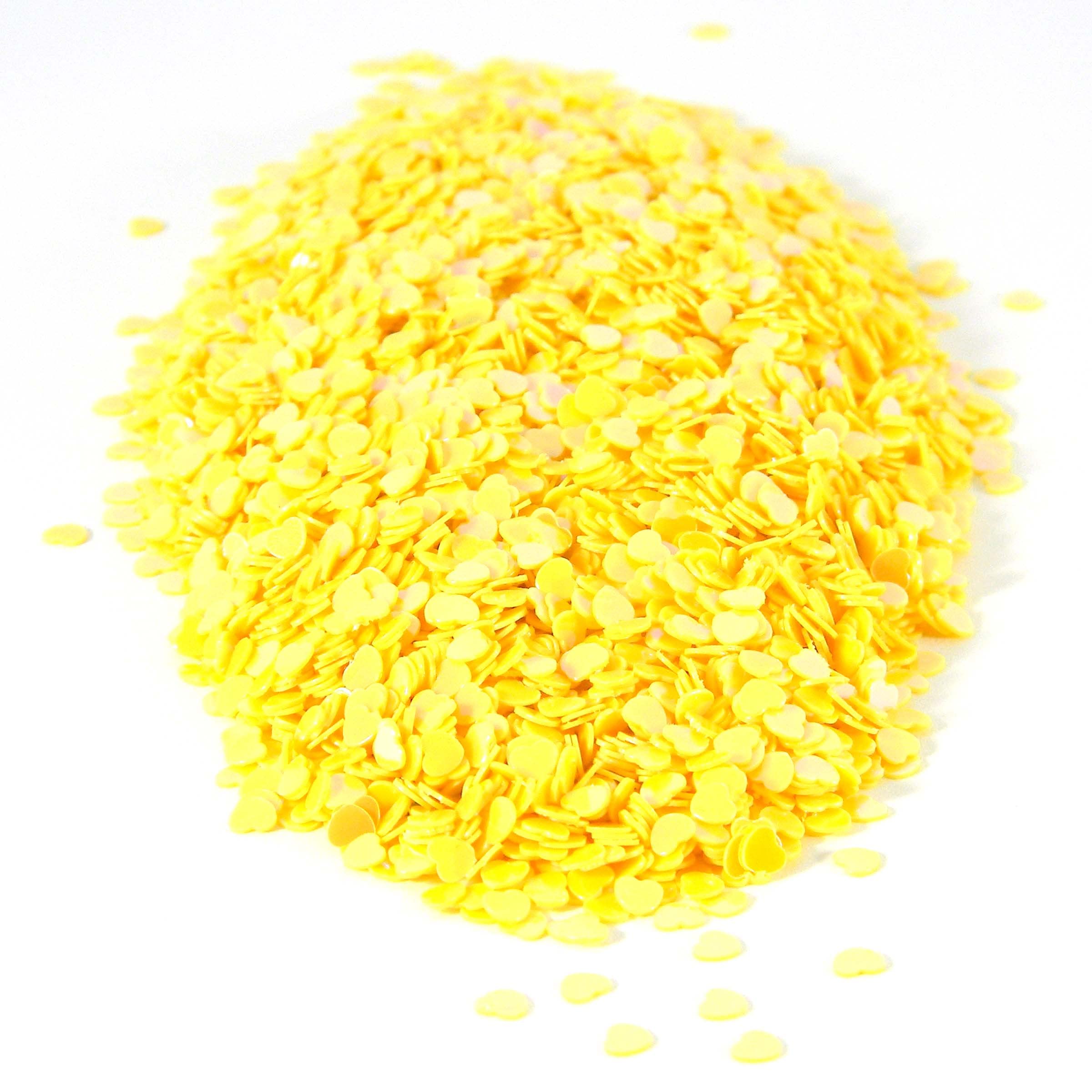 13,000 Tiny Plastic 3mm AB Heart Table Confetti Embellishment Vase Pendant Locket Filler Decor (Yellow)
