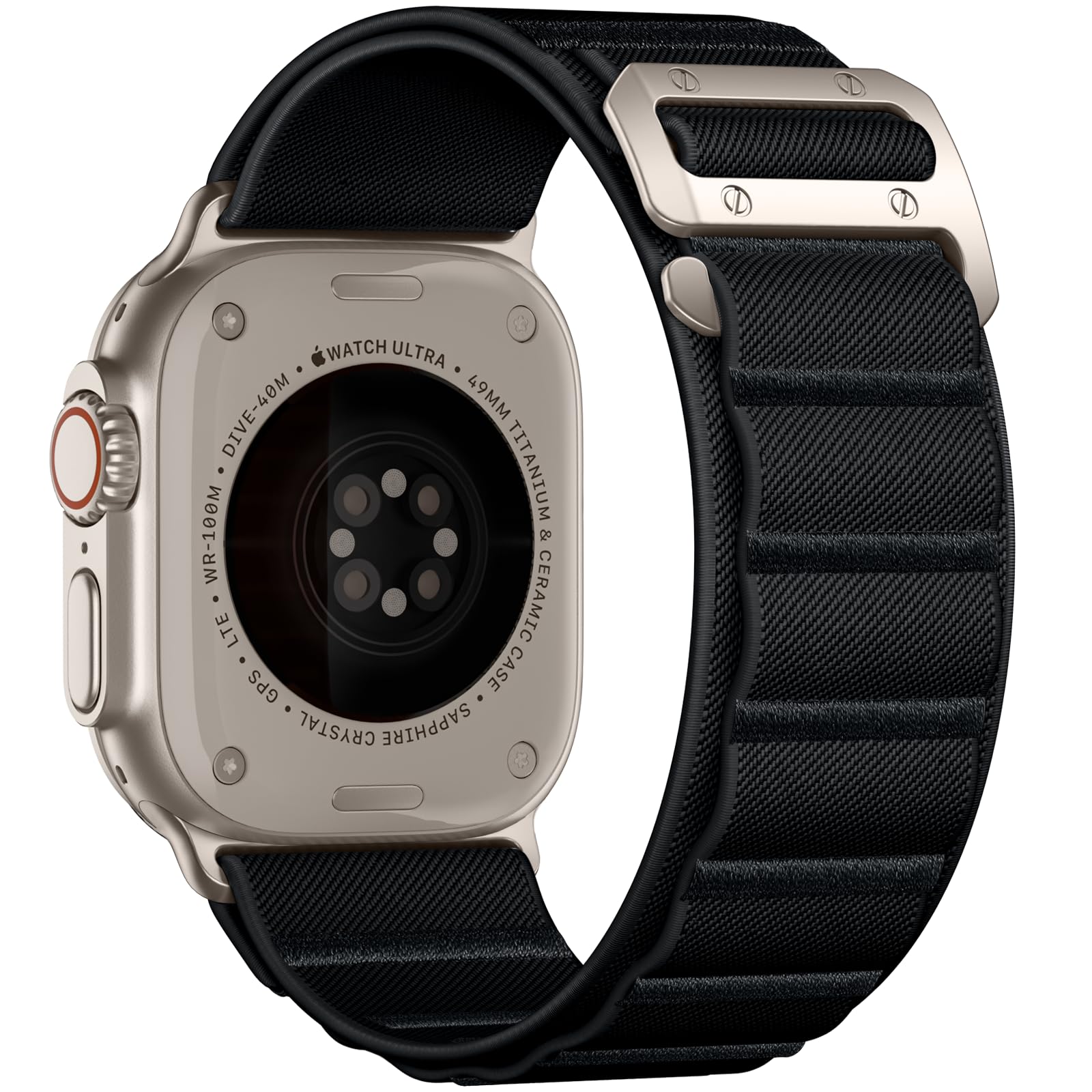 Bandletic Kompatibel mit Apple Watch Ultra 2/Ultra 3 Armband, Nylon Weich Sport Atmungsaktiv Breit Band mit G-Haken für Apple Watch Ultra 49mm, Series 11/10 46mm, 9/8/7 45mm, SE 6/5/4 44mm, 3/2/1 42mm