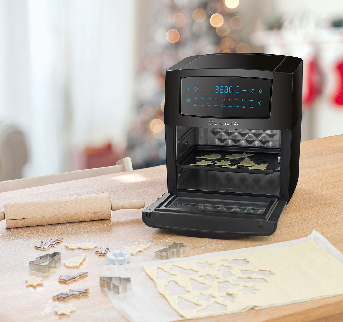 Rosenstein & Söhne Friggitrice ad Aria XXL Digitale HF-400 12 L 1500 W Mini Forno Ventilato Nero