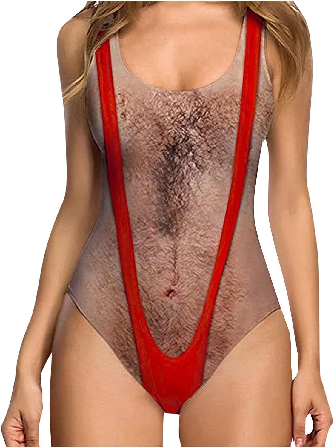 Womens One Piece Funny Swimsuits Novelty Hairy Chest Jordan Ubuy