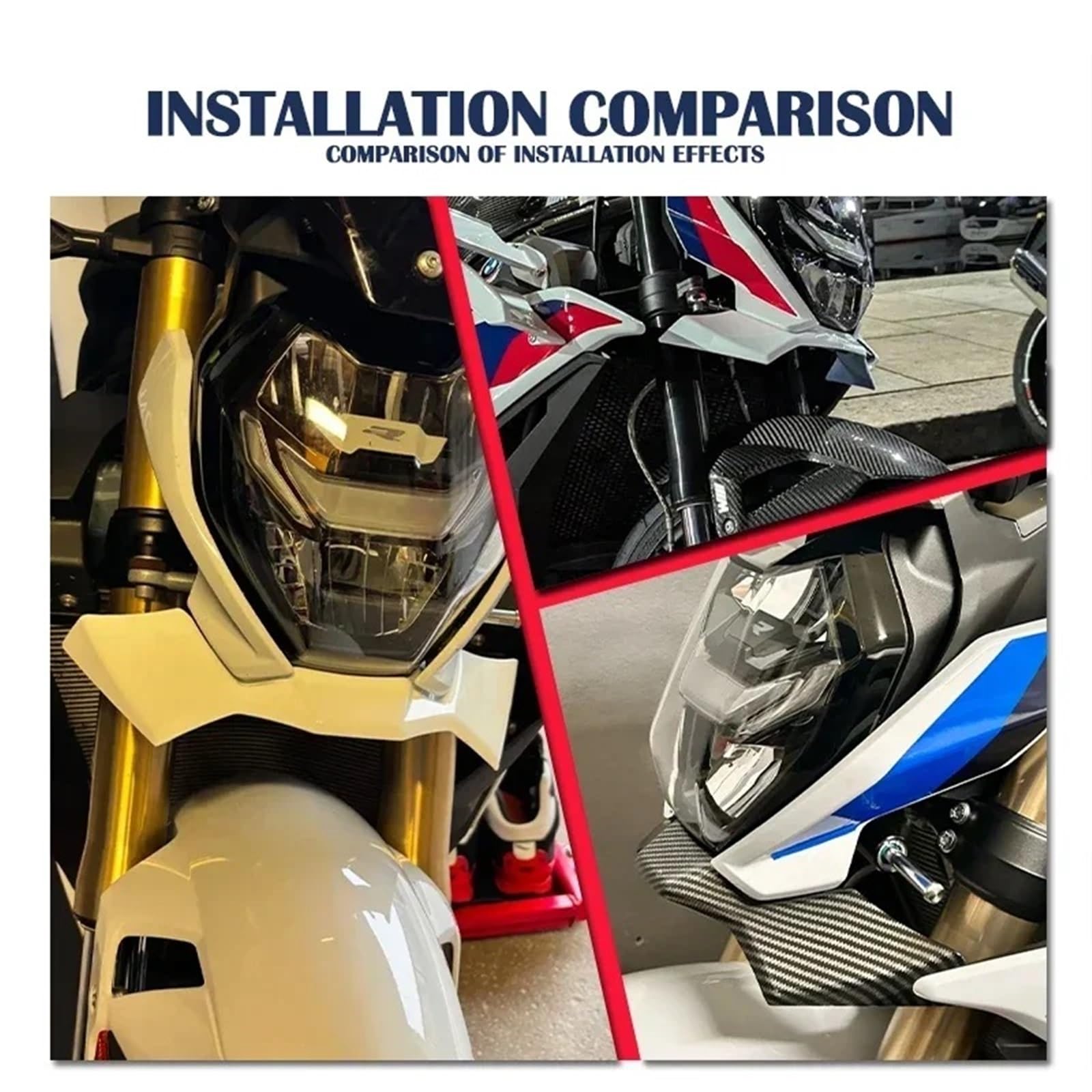Front Bumper Splitter dachowy Pasuje do BMW S1000R 2021 2022 2023 S 1000 R S1000 Motocykl Skrzydło Owiewka Downforce Naked Przedni Spoiler Winglet