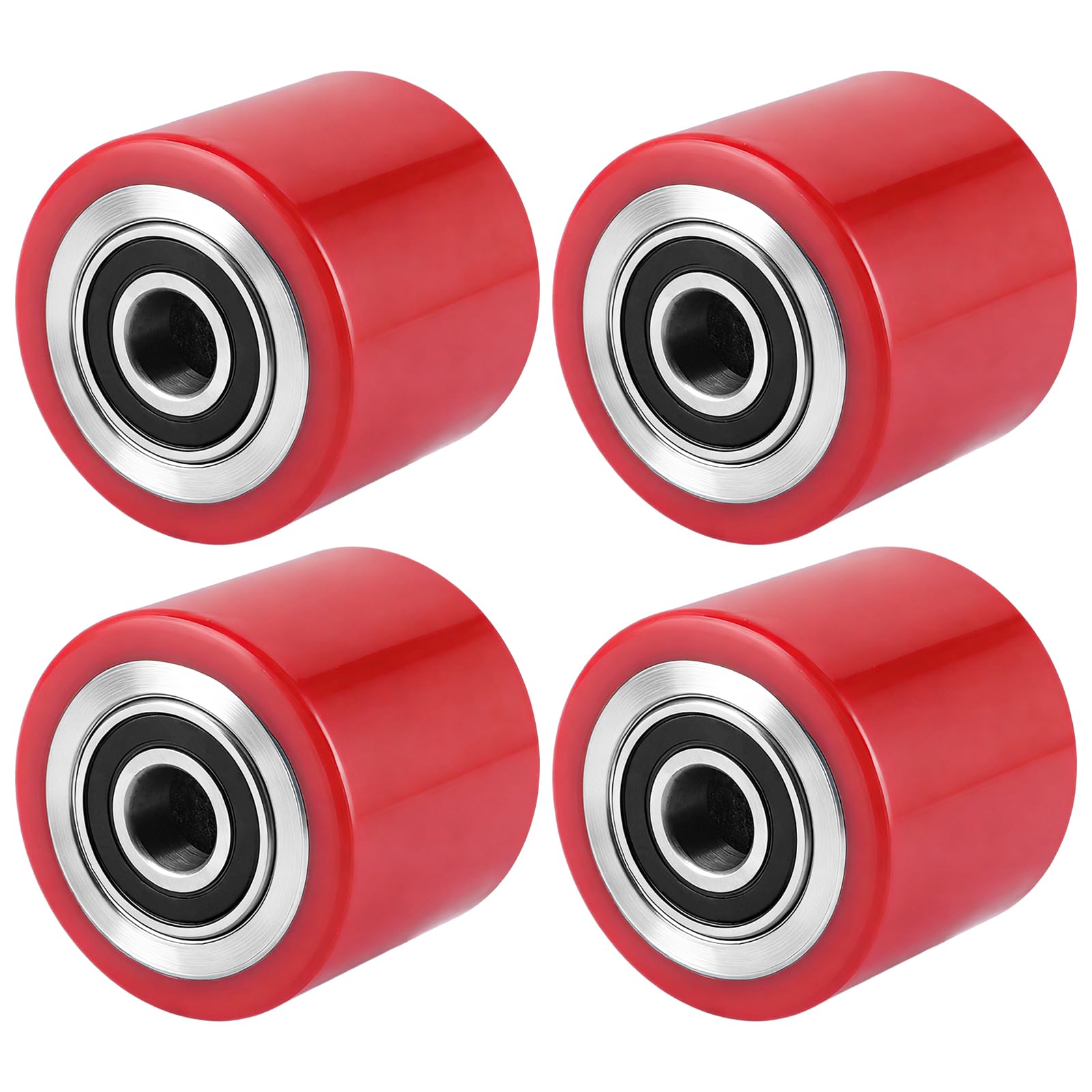 DAJAVE 4 Stück Hubwagenrollen Polyamid Nylon 80 x 70 mm Hubwagen Rolle Polyurethan, mit Kugellager Rollen für Hubwagen Ersatzrollen Laufrolle, Max. Belastung 1000 KG (Rot)