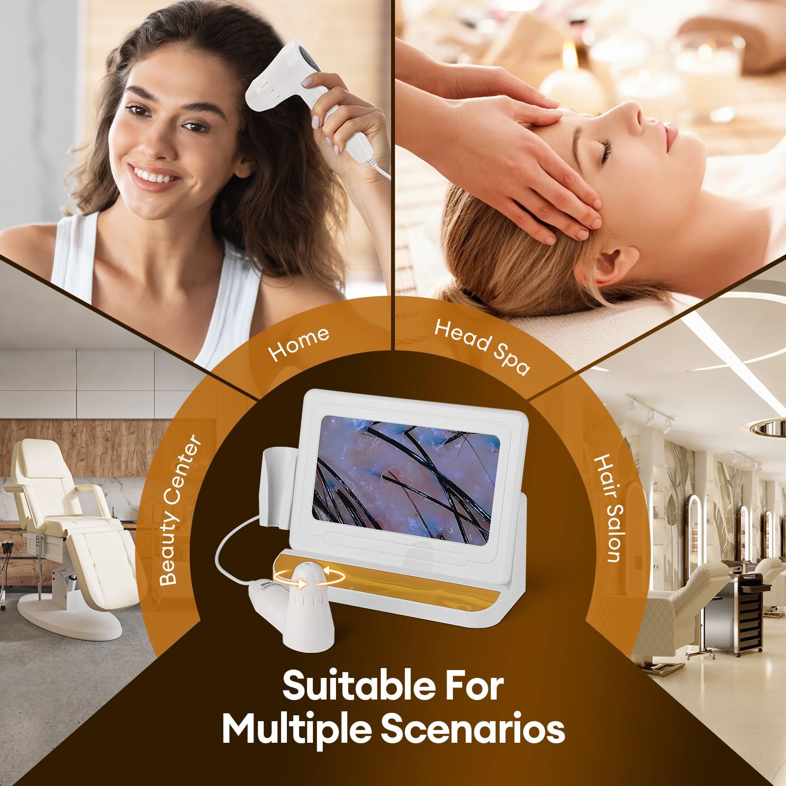 Skin Diagnosis Analyseur de cheveux, 11 ", avec double tête 50 x / 200 x pour la maison, le salon de beauté et le spa