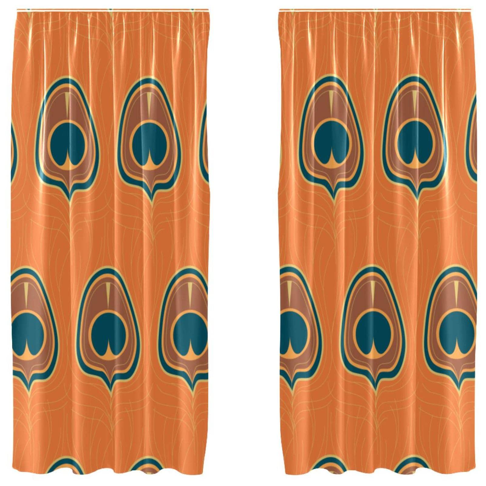 Rideaux occultants de chambre paon orange pour une ambiance cosy
