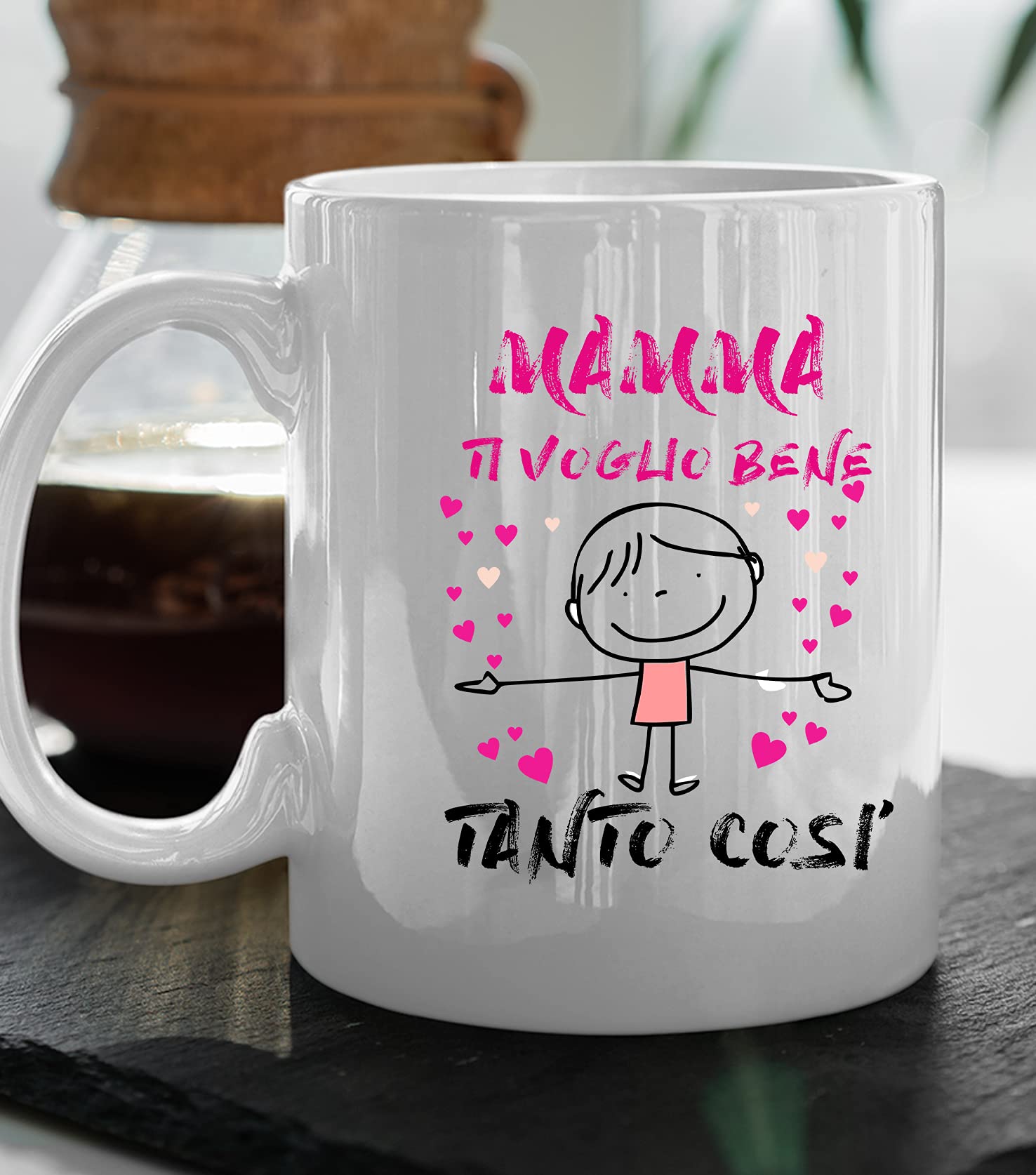 Coppia Tshirt + Tazza Festa Della Mamma - Ti Voglio Bene Tanto Così - Regalo Originale In Cotone
