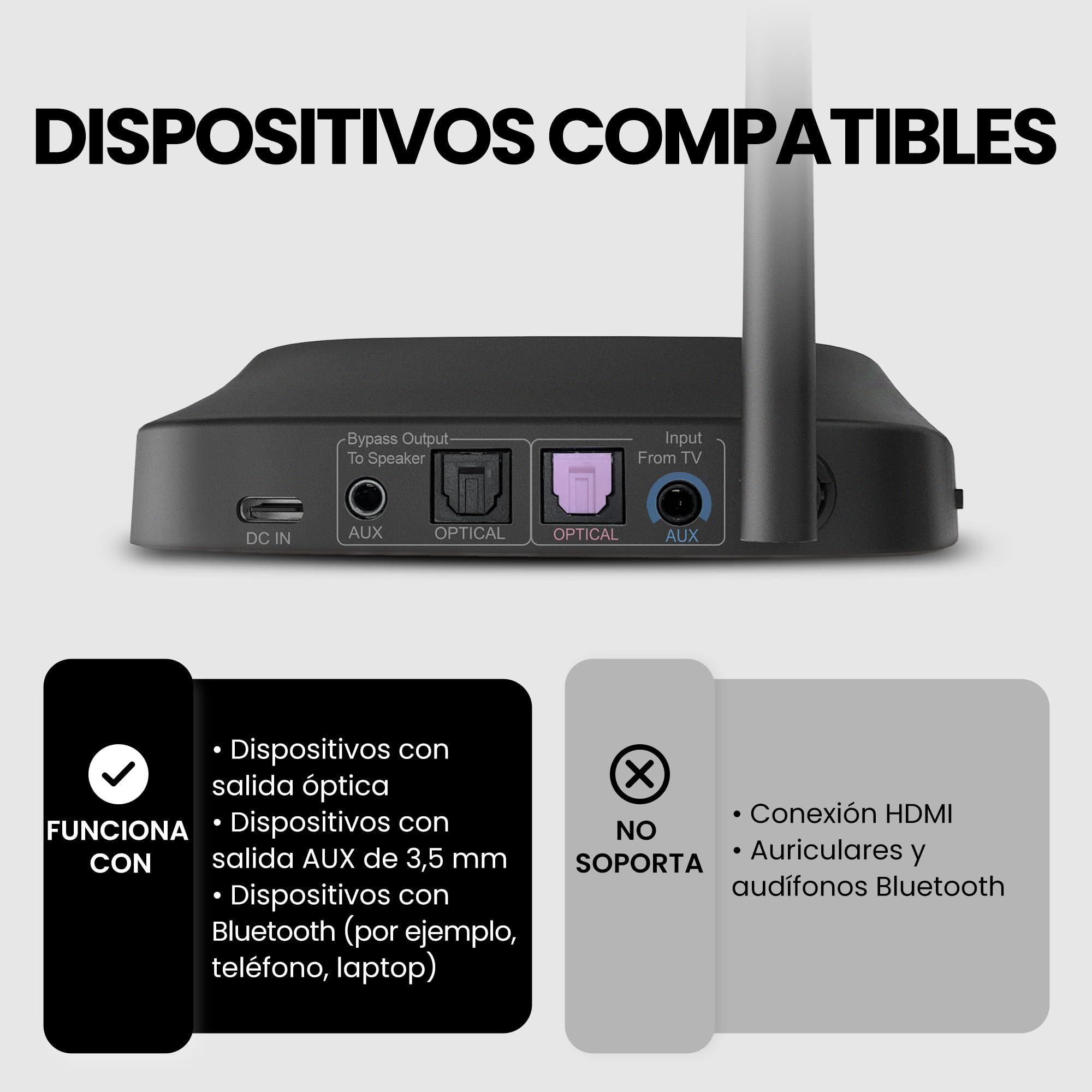 Avantree Quartet 2 - Sistema de Escucha en Grupo inalámbrico Compatible con Bluetooth para TV, Discoteca silenciosa, Baja latencia y Voces claras - Conecte múltiples Auriculares a teléfono, PC, TV