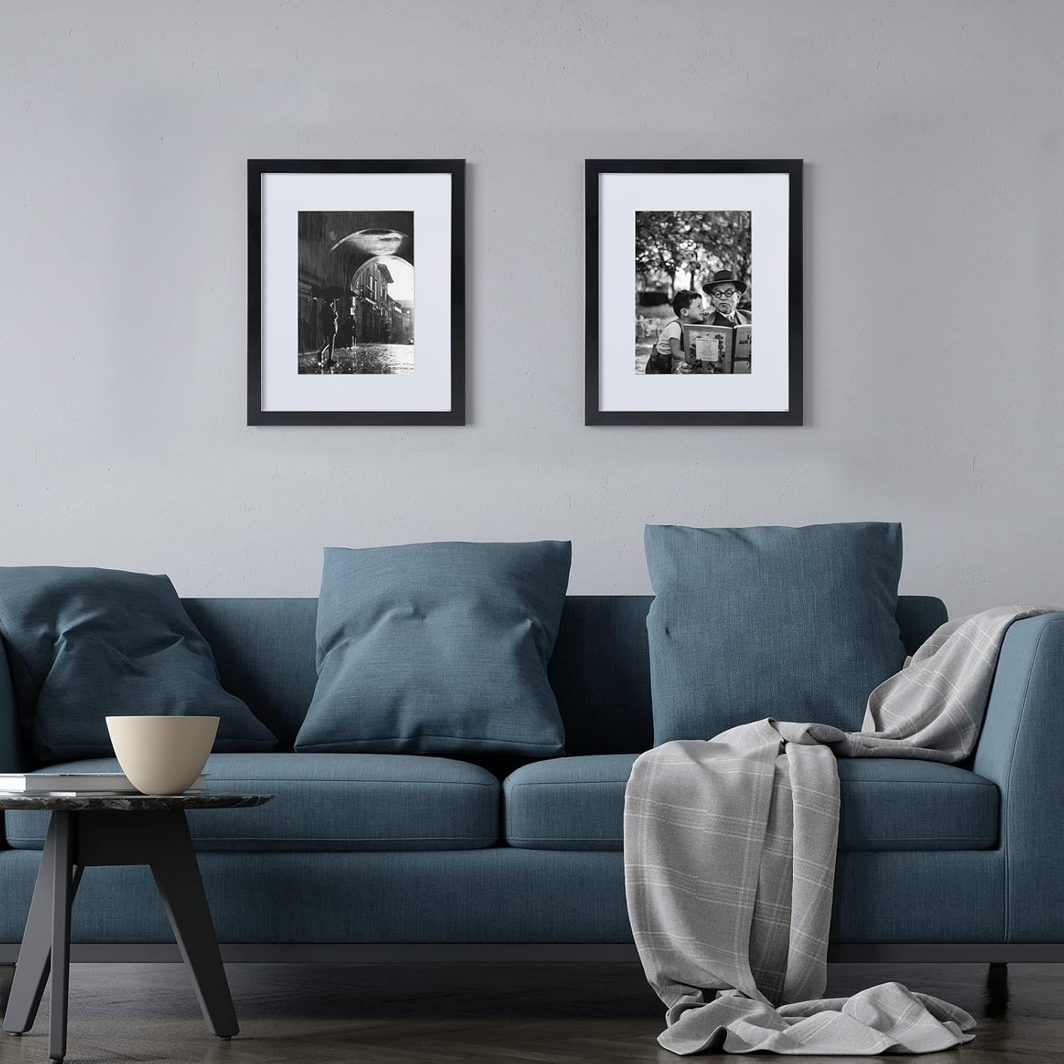 8x10 Picture Frame Set of 12, Display 5x7 with Mat or 8x10 Without Mat, Gallery Wall Frame Set, Photo Frames for Wall Mounting or Table Top Display, Black