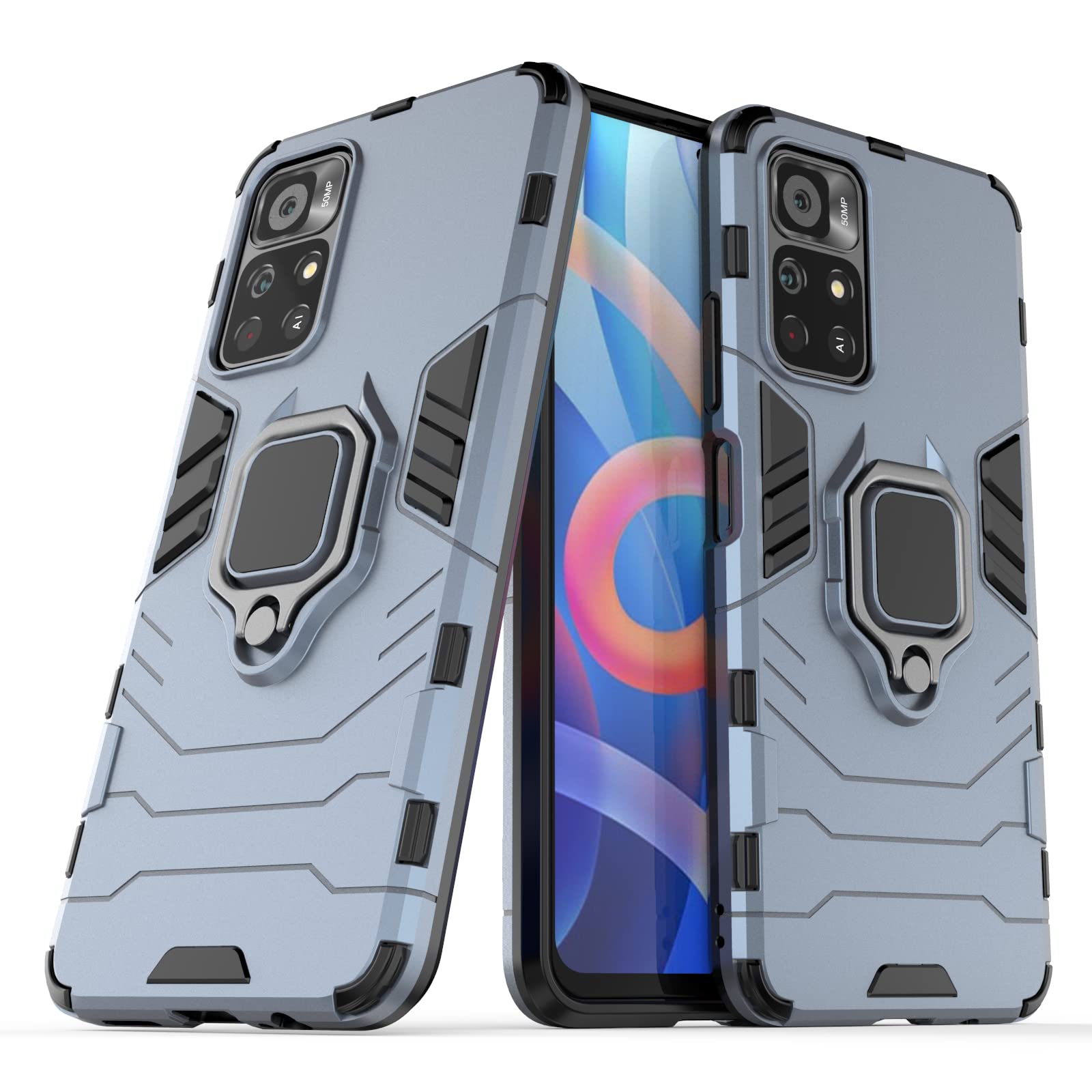 Mobile Mart Shock Proof Back Cover Case with Ring Holder for Poco M4 Pro 5G, REDMI Note 11T 5G - (Blue) (B09V7X26H3) Amazon Price History, Amazon Price Tracker