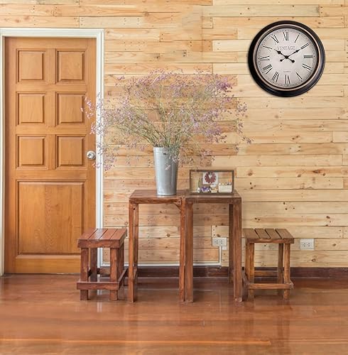 Miniatura 6 de ANDSTAR Reloj de pared redondo retro de 24 pulgadas con números romanos grandes, movimiento silencioso sin tictac, reloj de pared clásico, fácil de