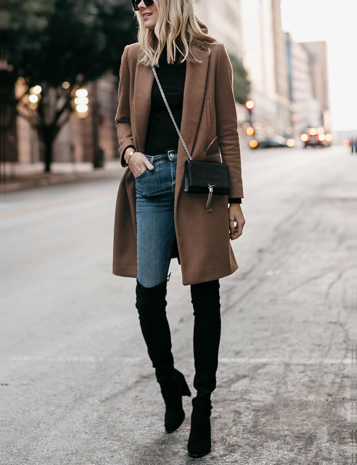 IDEALSANXUN Womens Wool Coats Fall Winter Trench Coat Dressy Blazer Jackets - Image 4