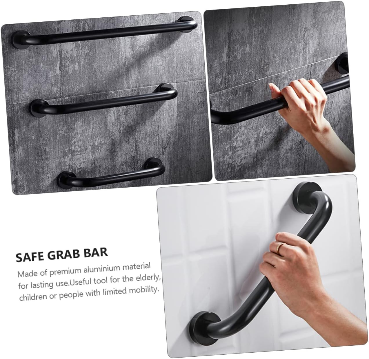 2pcs Bathtub Safety Handrail Non-Slip Armrest Grab Bar for Seniors and Elderly Space Aluminum Support Handle for Bathroom and Stair Use