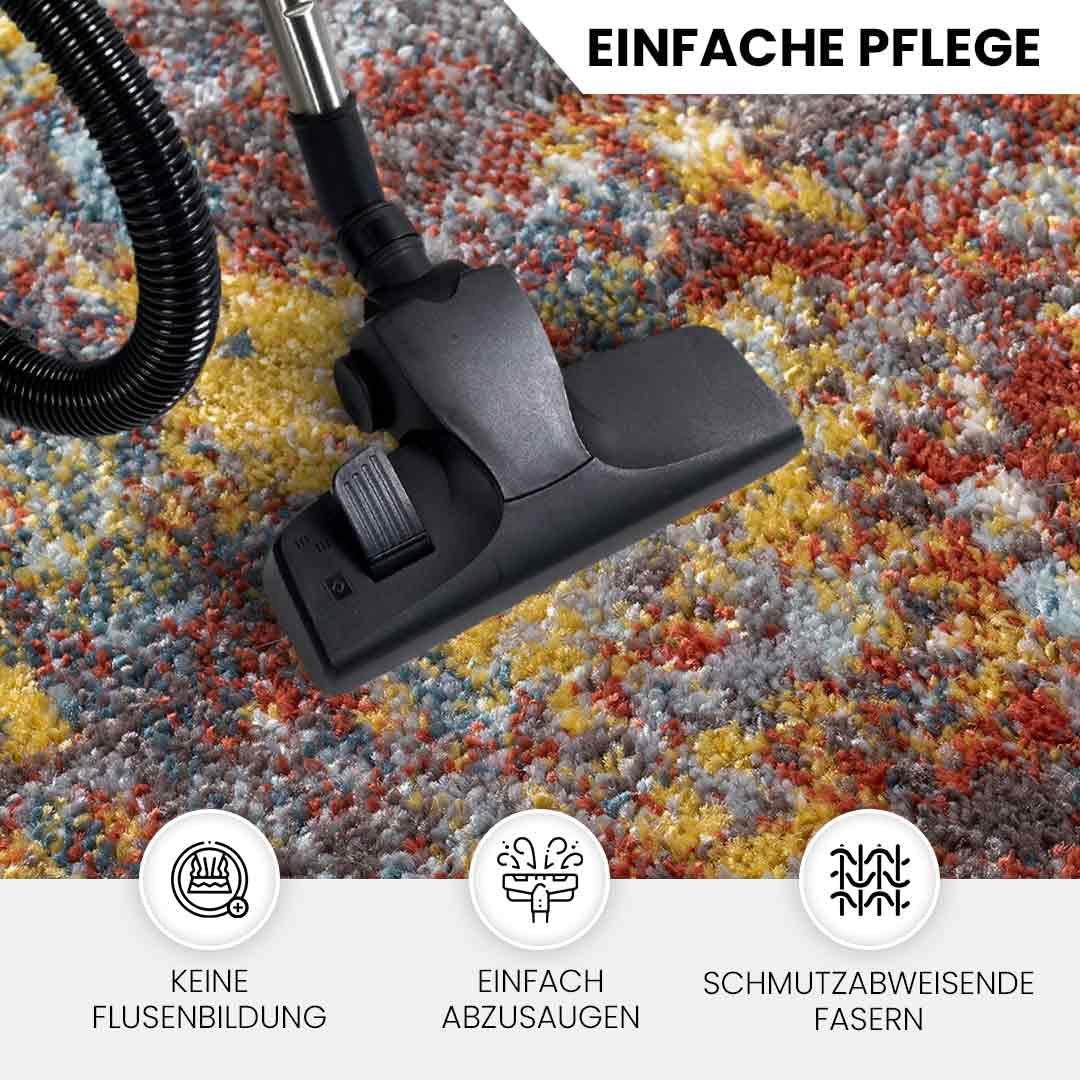 Livabliss Miami Wohnzimmer Teppich modern – Abstrakt Design in Marmor Optik für Wohnzimmer 120x170 cm, Esszimmer, Schlafzimmer - Marmor Teppiche groß, weicher Teppich Kurzflor in Blau, Rost, Grau