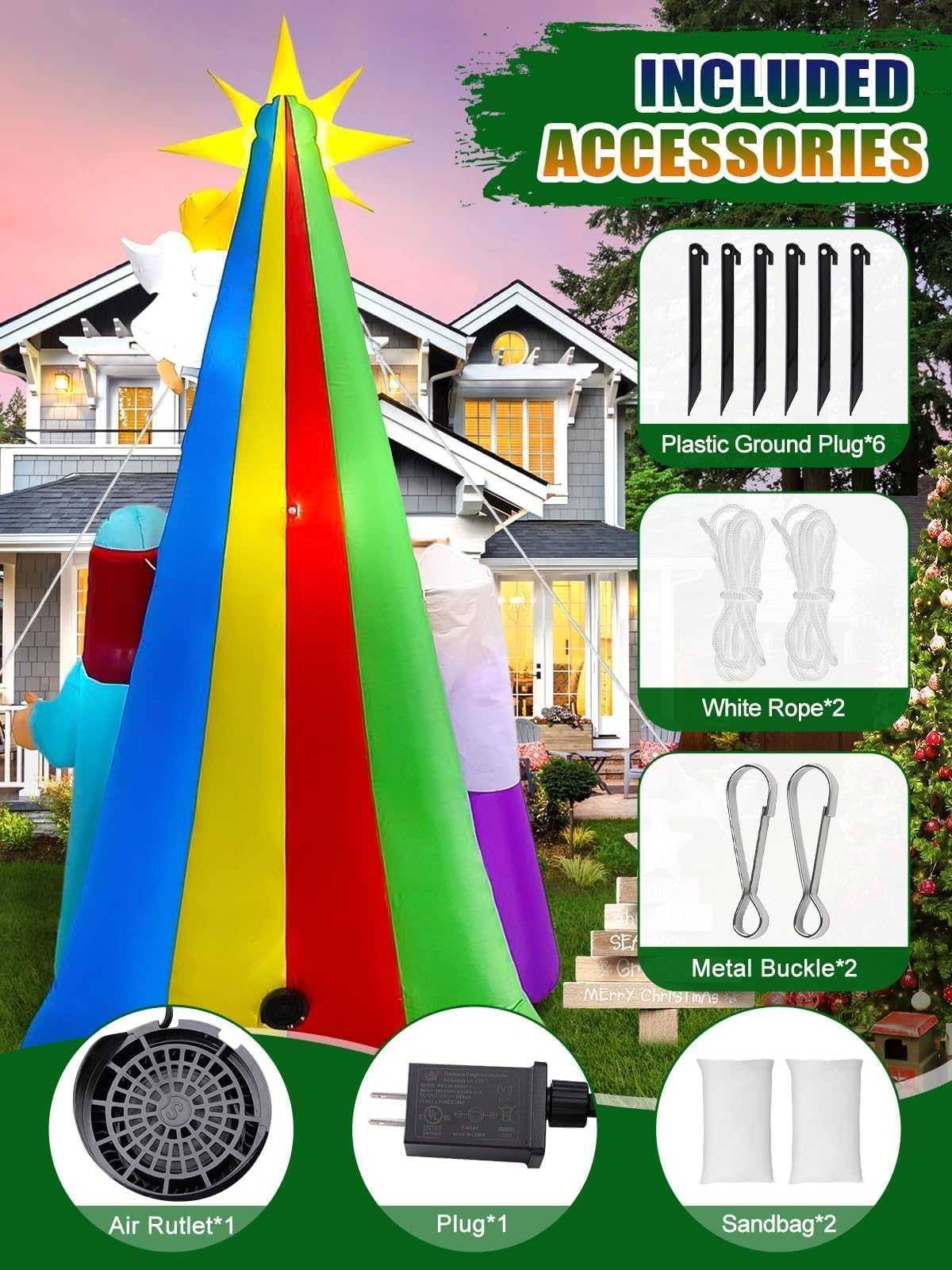 Kalolary Décoration Gonflable de Noël, D'épice Géante avec Lumières LED Intégrées pour Fête, Intérieur, Extérieur, Pelouse, Jardin (Crèche de Noël)