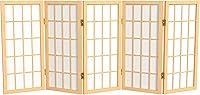 Vista 16 de Biombo portátil simple de 2 pies Biombo diseño Shoji, clásico diseño japonés 4 anchuras, 6 colores, Madera, Blanco