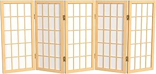 2 ft. Short Desktop Window Pane Shoji Screen - Natural - 5 Panels
