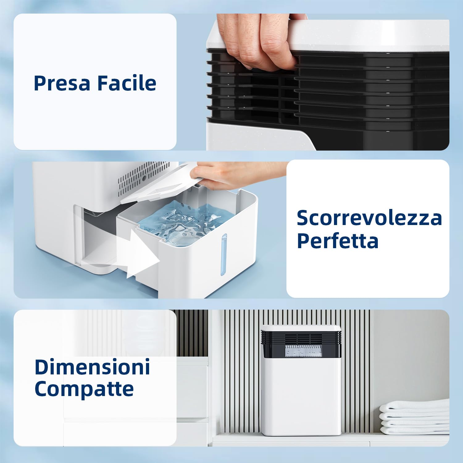 Deumidificatore, 3000ML Deumidificatore Casa, Sbrinamento Automatico, 3 Modalità, Modalità Notte, Silenzioso 33dB, Timer 24h, Display Intelligente Umidità, Portatile, Camera da Letto, Bagno