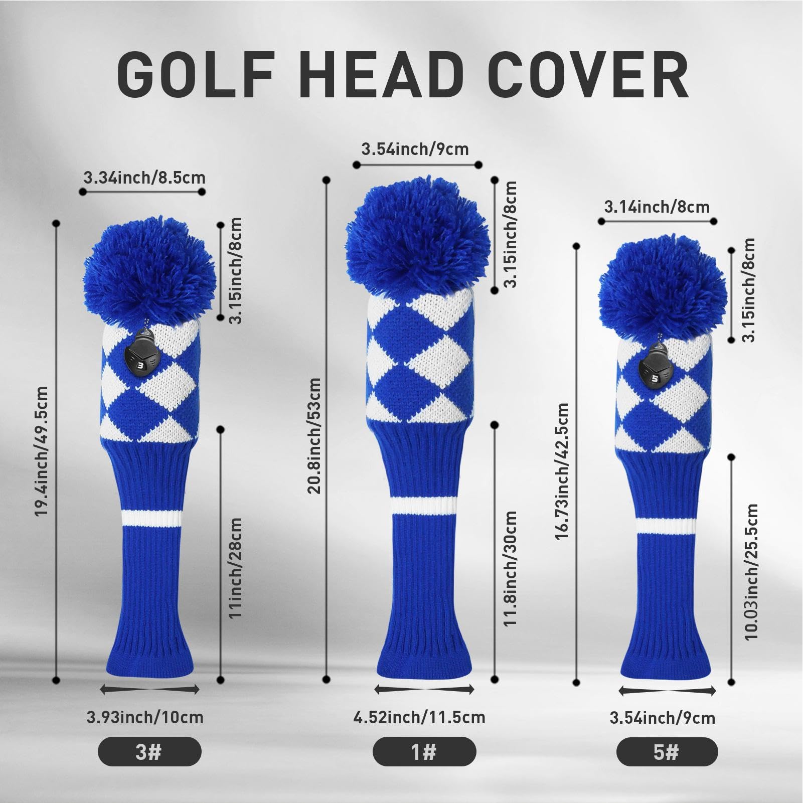 Copri testa in maglia per mazze da golf, Set di coperture per mazze da golf, Copritesta per mazze da golf, Coperture divertenti per mazze da golf per donne e uomini, Borsa da golf