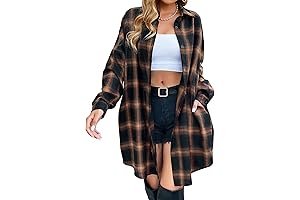 Comfortable Women's Button Down Long Flannel Shirt