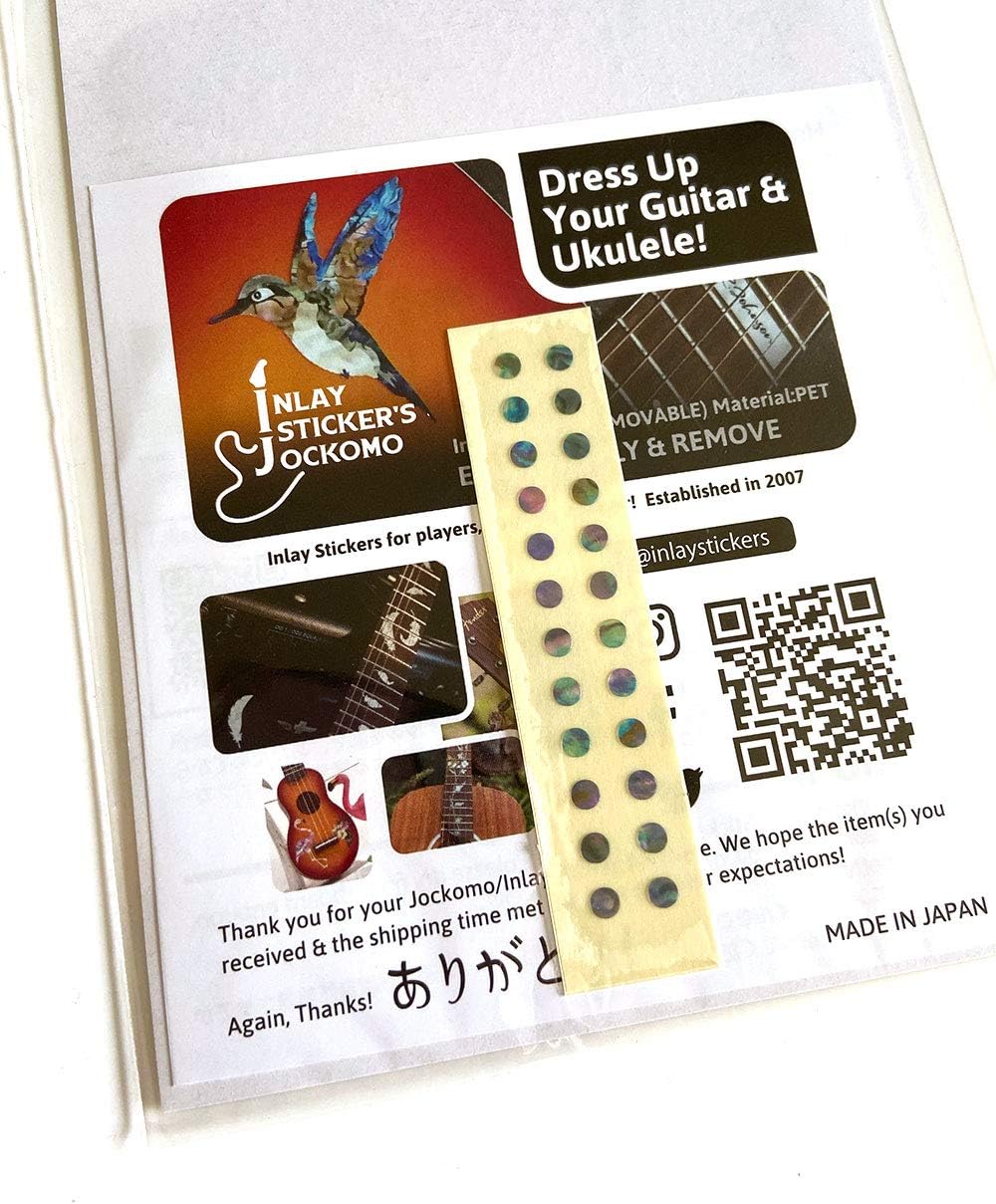 Inlaystickers Inlay Sticker Fret Markers for Guitars & Bass - Custom Dots Set - White Pearl F-085CD-WT-AZ