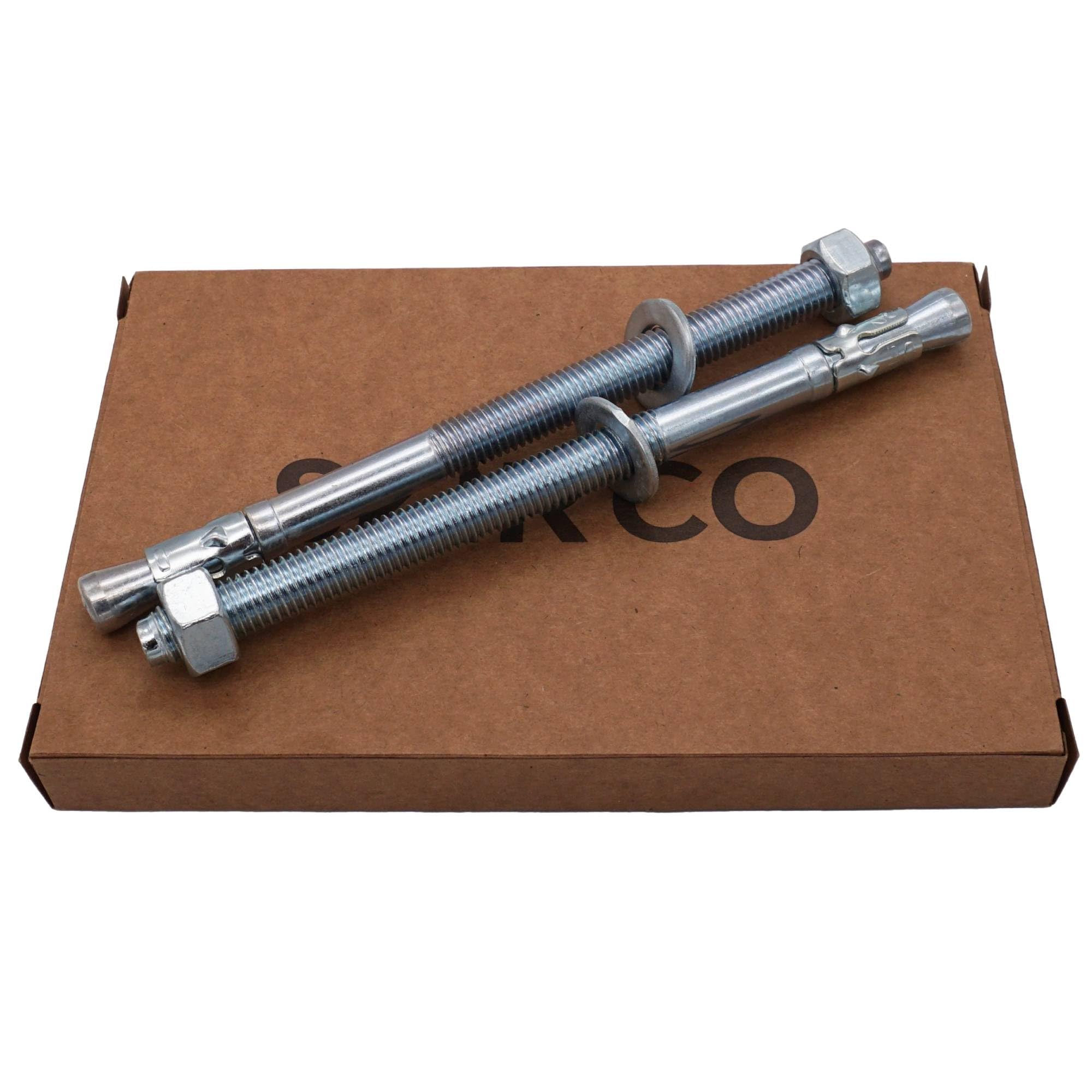 SKIR'CO (2 szt.) ocynkowane kotwy klinowe M12 x 180 mm, metalowe kołki, śruba kotwiąca, kotwa murarska, kotwa do betonu