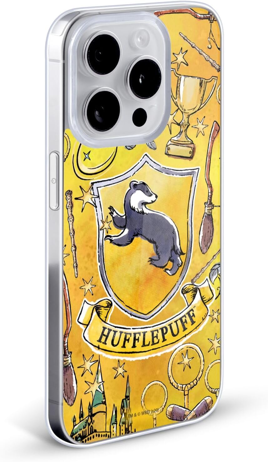Head Case Designs Officially Licensed Harry Potter Hufflepuff Pattern Deathly Hallows XIII Gel Case [Military Grade] Compatible with Apple iPhone 7/8 / SE 2020 & 2022 and Compatible with MagSafe