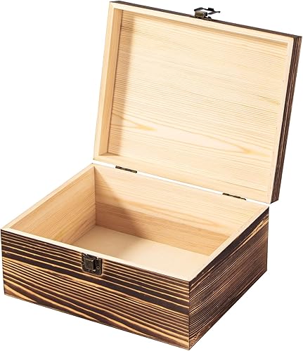 Miniatura 11 de Maleta de madera vintage, 13.8 x 9.8 x 3.9 pulgadas, caja de almacenamiento de madera grande con asa, tapa con bisagras y cierre frontal, cajas de