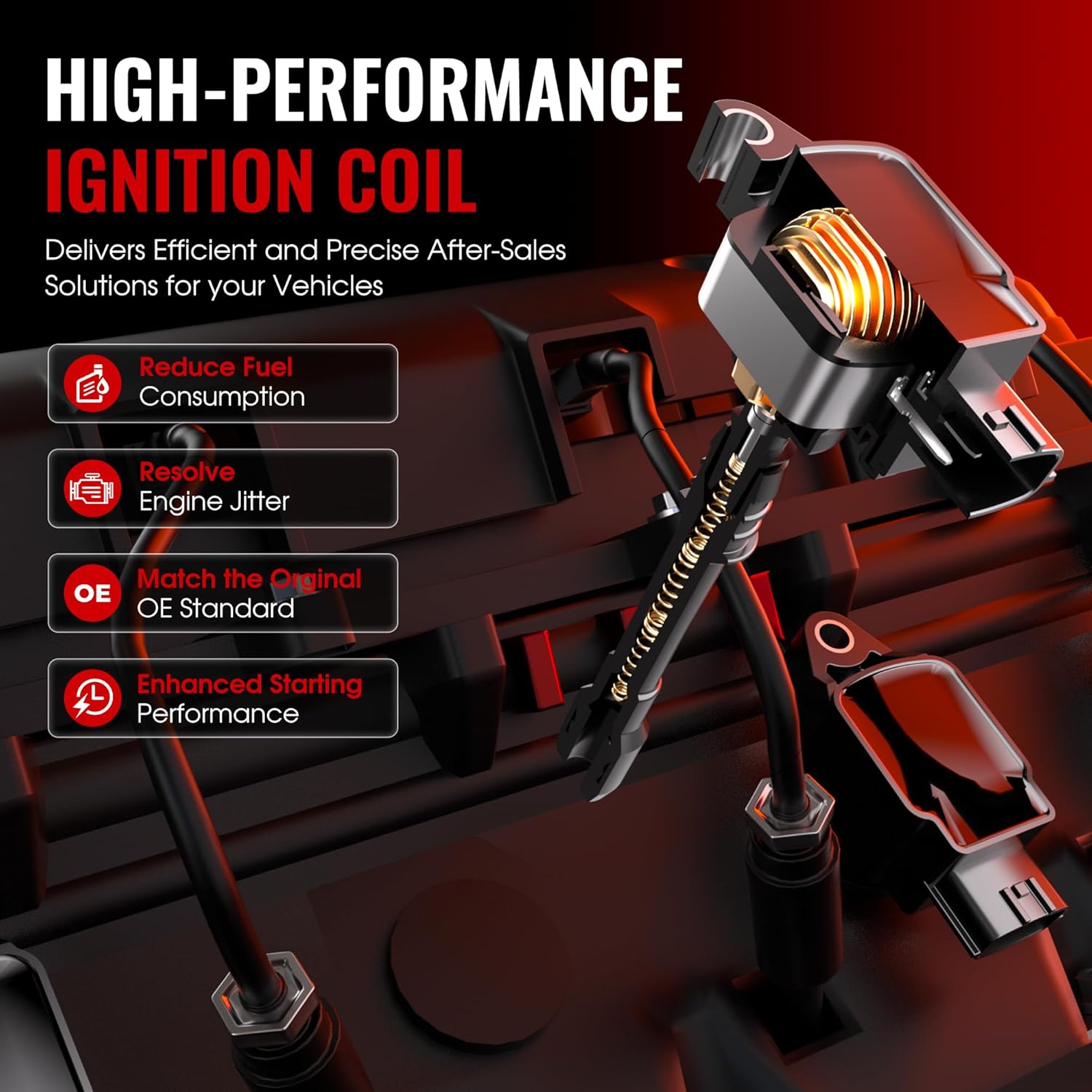 Ignition Coil UF549 Compatible with Nissan Infiniti Models, Altima Versa Sentra Cube Rogue Frontier, FX50 M56 Q70 Q70L QX60 QX70, Coil Pack Replaces GN10241 22448JA00C Set of 4