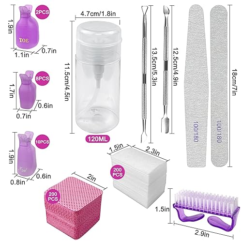 Miniatura 8 de Eyxformula Kit removedor de esmalte de gel  10 clips para uñas de los pies, 10 clips de remojo de uñas de dedos, 400 toallitas sin pelusa, 2 limas