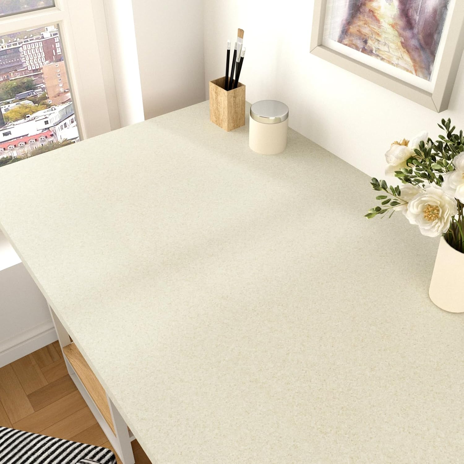 Cream Beige Granite Contact Paper for Countertops Waterproof Crushed Stone Marble Wallpaper Peel and Stick Countertops Granite Nature Wallpaper Sticky for Kitchen Bathroom Cabinets Walls