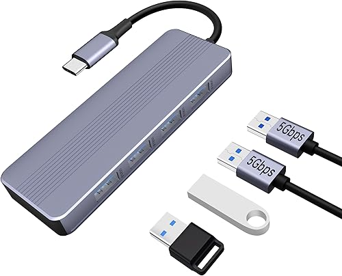 sunshot Hub USB 3.0, 4 puertos USB A expansor, cable adaptador divisor ultra delgado para laptop, computadora, PC para extender unidades flash USB,