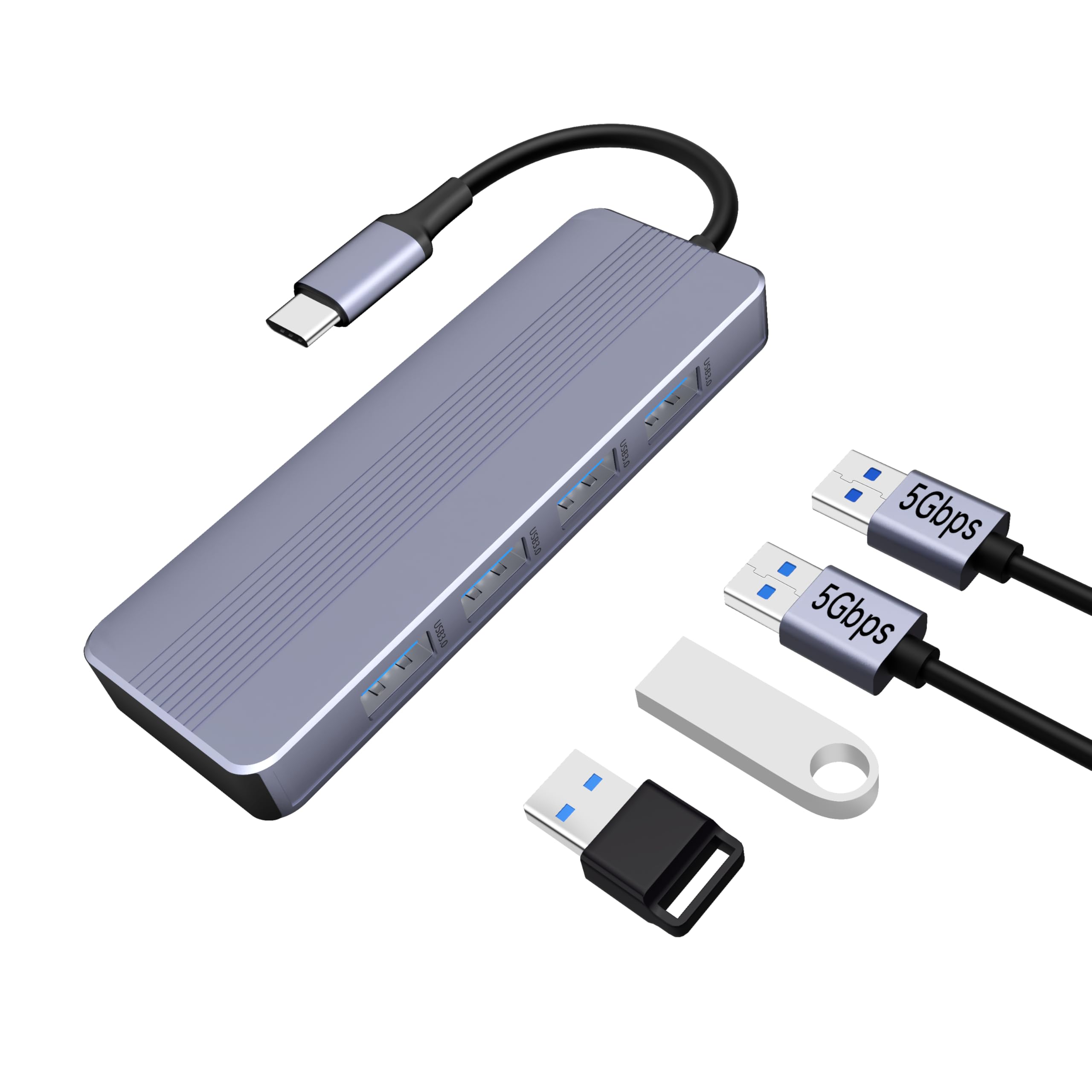 sunshot USB C Hub 4 Ports, Portable USB C 3.1 to Type C 3.0 Hub 5Gbps, Compatible with Laptop, PC Phone Tablet Supports USB Flash Drive,iPad,MacBook,Card Reader, Mouse, Keyboard, MIDI,and More