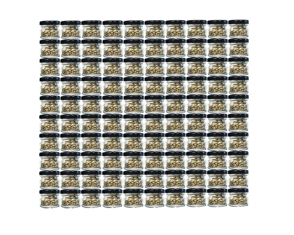 hocz 120er Set Sturzgläser Mini Gläser | Füllmenge 30 ml | Deckelfarbe Schwarz | To 43 Rundgläser Marmeladengläser Obstgläser Einweckgläser Honig Gläser Einmachgläser Probiergläser, Imker