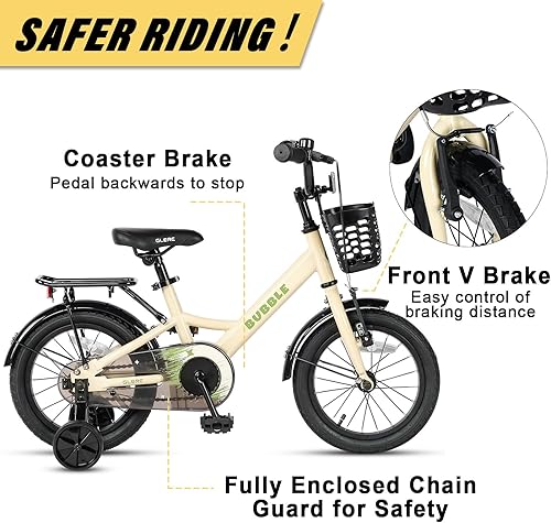 Miniatura 2 de Glerc Little Miss - Bicicleta para niñas de 12 a 20 pulgadas para niñas de 2 a 8 años, estilo retro vintage, con ruedas de entrenamiento y campana