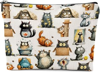 Funny Cat Makeup Bag, Cute Cat Cosmetic Bags Portable Travel Toiletry | Sister Organizer Bag Makeup Pouch Birthday Christmas Cat Lover Gifts for Women Mom Friend