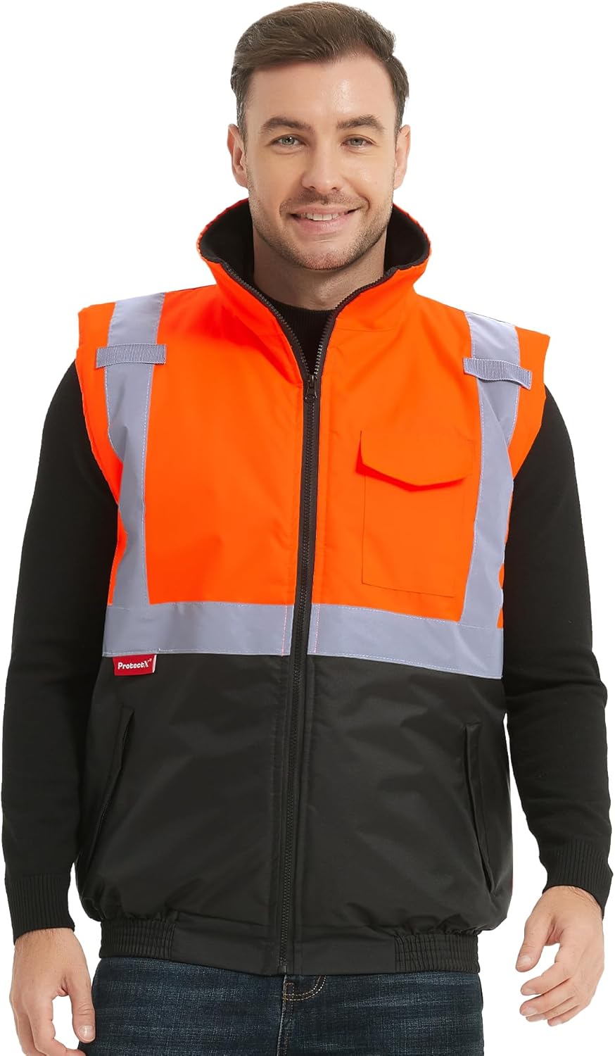 ProtectX Winter Safety Vest High Visbility Insulated Construction Vest