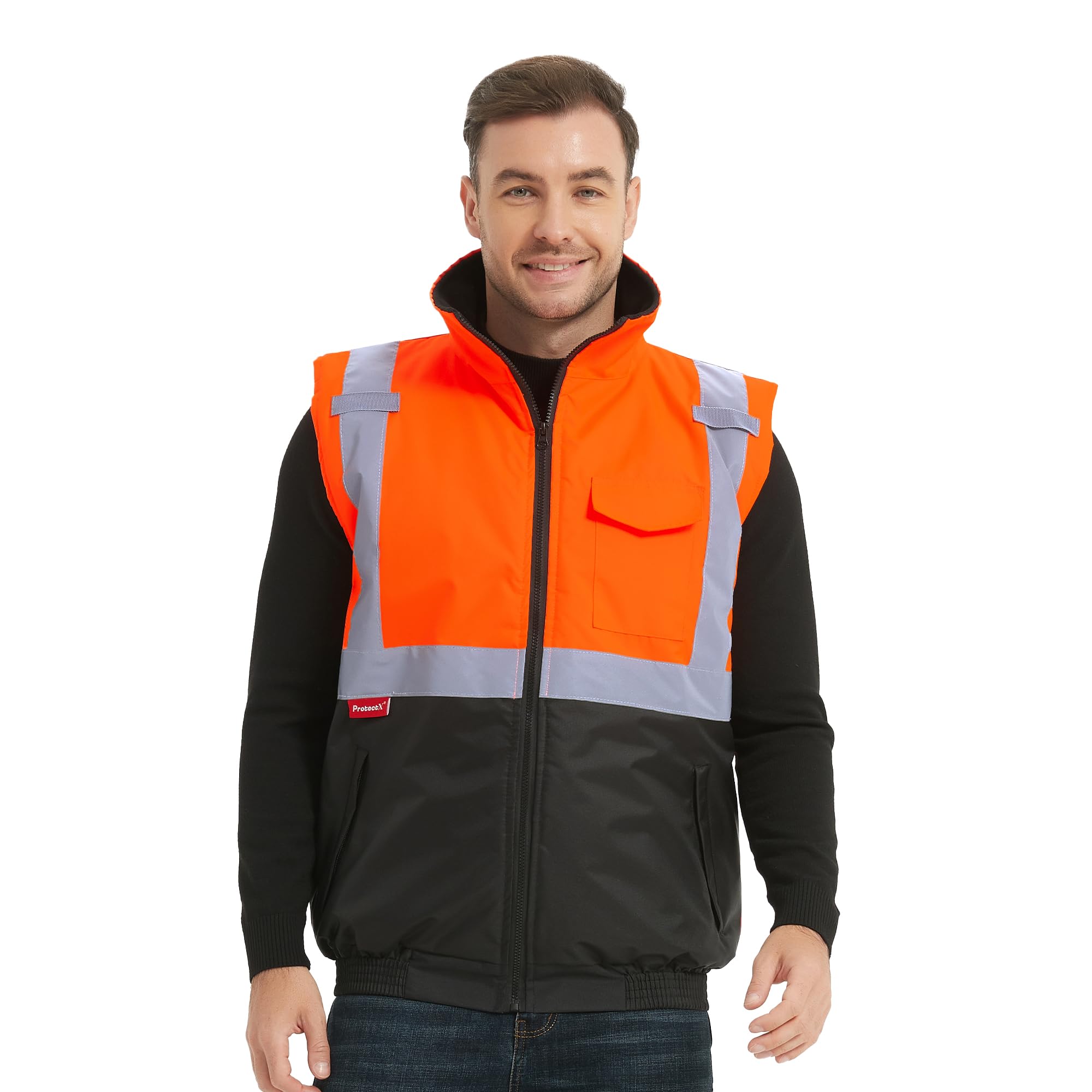 ProtectX Winter Safety Vest High Visbility Insulated Construction Vest
