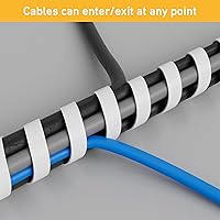 Vista 3 de D-Line 8.2ft White Cord Wrap, Spiral Cable Sleeve, Expands 0.39-1.5in Diameter, Wrap by Hand - White