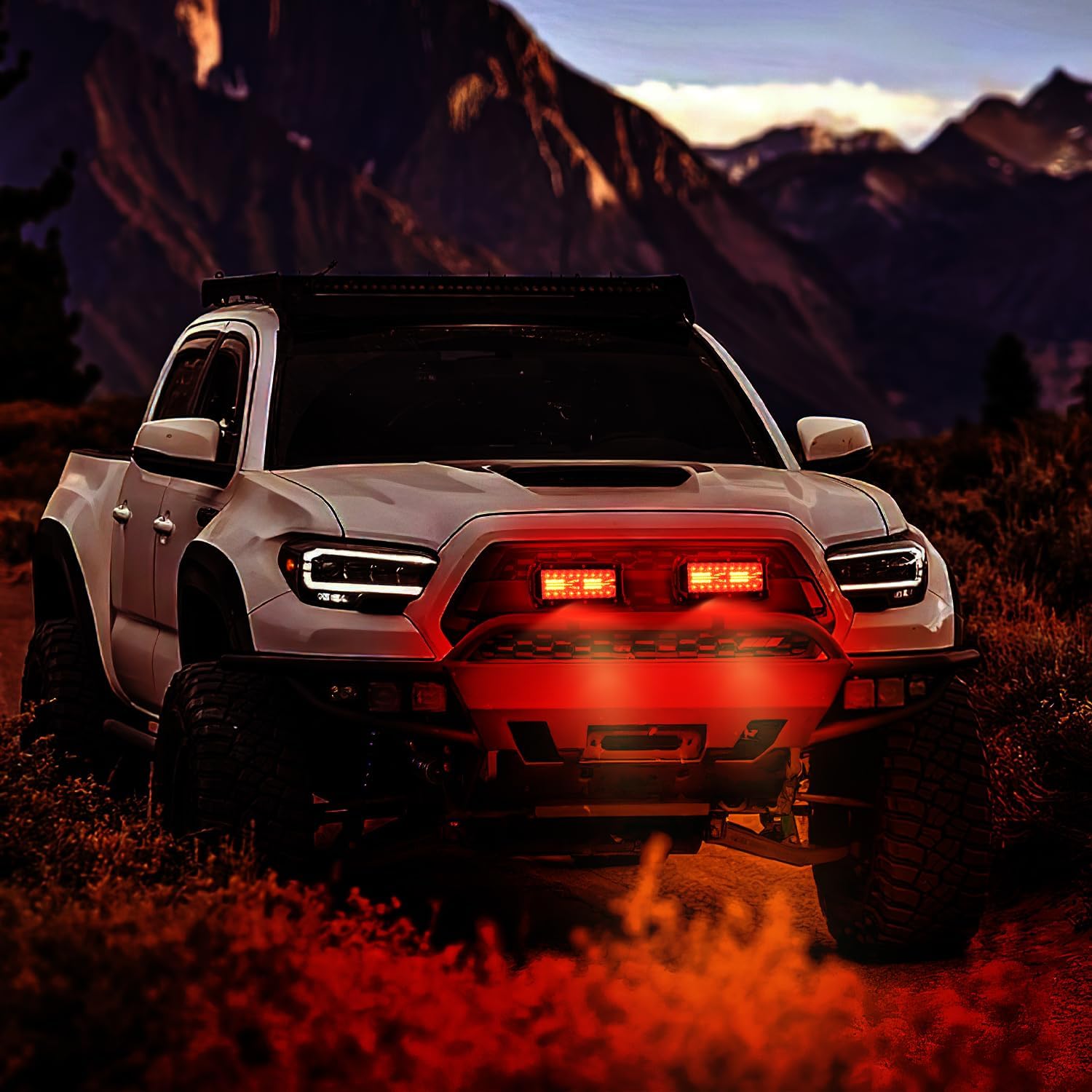 Nilight 6.5 Inch LED Light Pod Red Triple Row 2PCS 120W Flood Spot Combo Driving Fog Fishing Hunting Emergency Safety Signal Deck Trailer Lighting for UTV Pick-up Van Boat Tractor