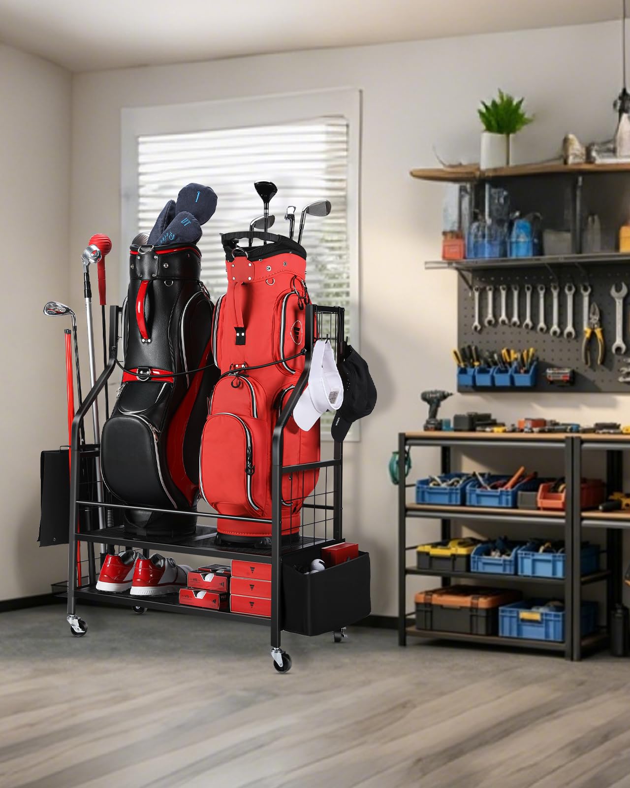 FHXZH Organizer per sacca da golf, extra large, per garage, capannone, cantina