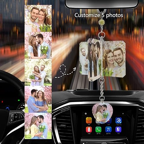 Miniatura 3 de Colgante de coche con foto personalizada para molino de viento de cristal, accesorios para espejo retrovisor de automóvil, adornos colgantes para