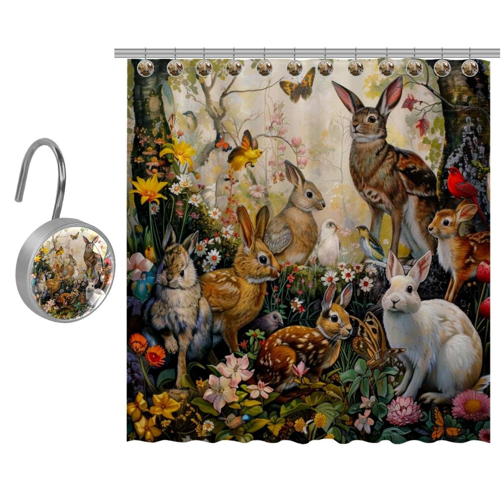 Rideau de douche 152x182 cm en polyester imperméable avec crochets
