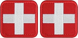 LIVANS Medic Cross Morale Patch, Medical White Cross First Aid Patch Tactical Hook and Loop EMT Patches 2 Packs for IFAK Plate Carrier Backpacks
