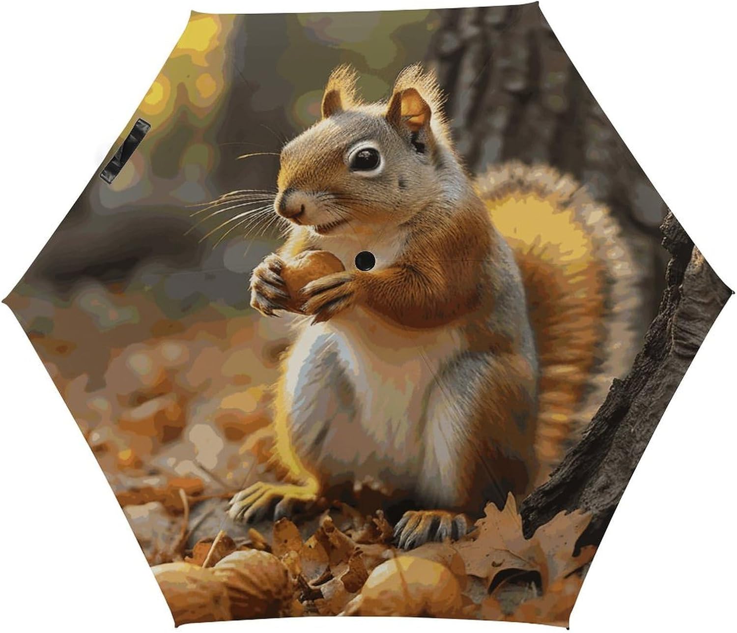 Cute Squirrel Eating Nuts Umbrella for Rain And Sun,Folding Travel Umbrella Portable Compact, Golf Umbrella with Case Folding for Backpacks/Handbags