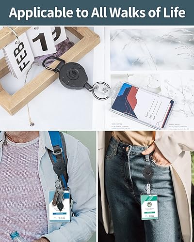 Miniatura 6 de Uniclife Estuche vertical de plástico para 2 tarjetas con carrete retráctil para tarjetas de crédito, licencias de conducir y pases, Claro,