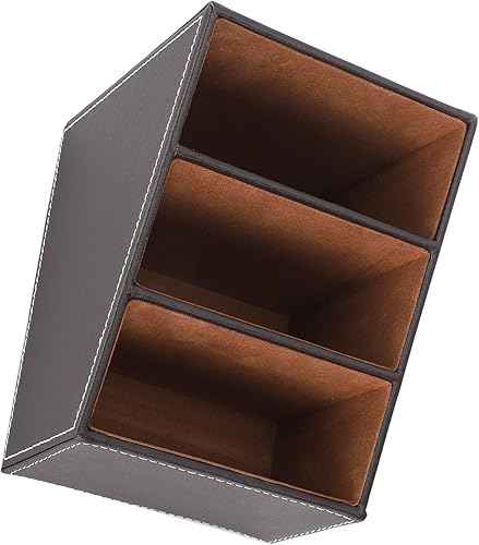 Miniatura 9 de Caja de almacenamiento de cuero sintético para escritorio, papelería creativa, lindo papelería de oficina, organizador de negocios, suministros de 3