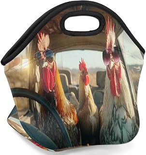 Chicken Cute Theme Insulated Lunch Bag Women Reusable Lunch Tote Bags for Men Neoprene Lunch Box Adult Portable Meal Cooler Pack for Work Travel Picnic