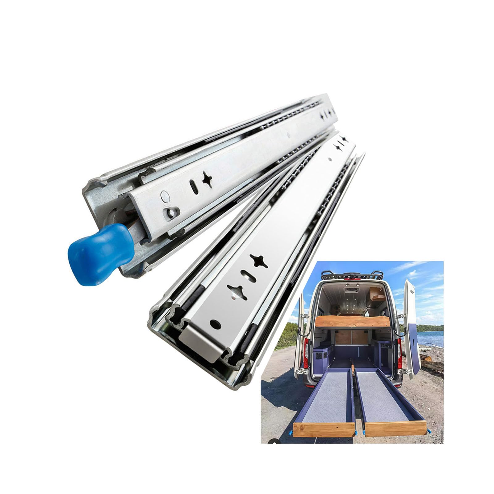 Drawer Runners 1000 mm | Maximum Load 120 kg | 3-Section Detachable Drawer Rail | Heavy Duty Drawer Runners with Lock | Side Assembly 1 Pair