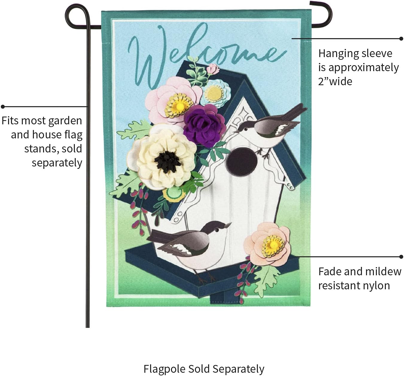 Evergreen Flag Floral Birdhouse Garden Linen Flag - 13 x 1 x 18 Inches Outdoor Welcome Flag for Your Yard, Patio or Garden