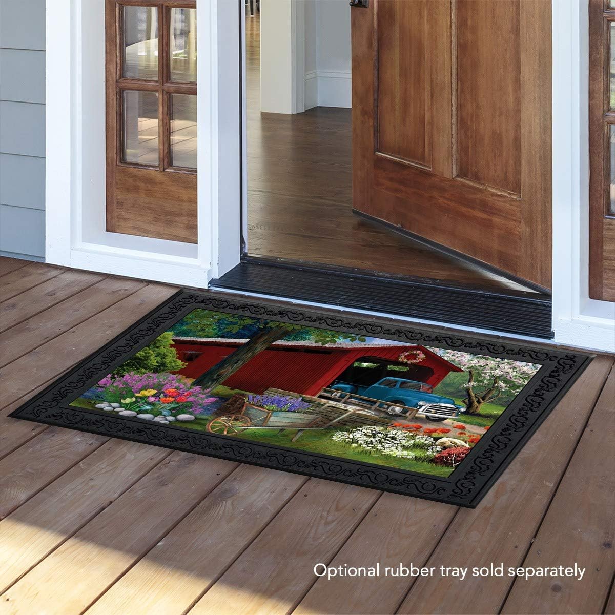 Briarwood Lane Bridge in Bloom Spring Doormat Floral Indoor Outdoor 30 x 18